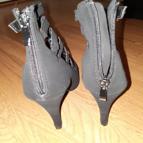 TOP Moda Black cage faux suede heels - Picture 4 of 11